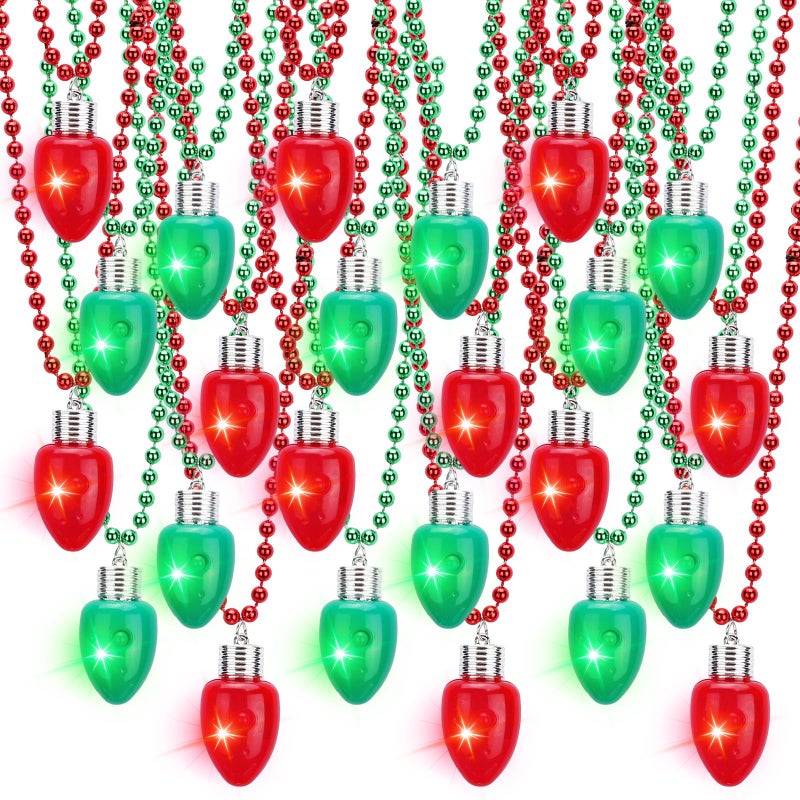 Sureio 24 or 36 Pack LED Light up Christmas Necklaces Xmas Party Favors Christmas Glow Necklace Holiday Light up Necklace LED Accessories for Stocking Stuffers Novelty Gift Decorations24 Pack - Image 2