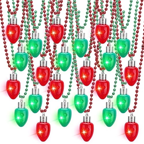 Sureio 24 or 36 Pack LED Light up Christmas Necklaces Xmas Party Favors Christmas Glow Necklace Holiday Light up Necklace LED Accessories for Stocking Stuffers Novelty Gift Decorations24 Pack - Image 1