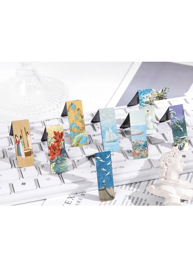 4pcs Set Magnetic Bookmarks Book Page Markers Clip Starry Sky Magnet Page Markers Set Assorted Bookmarkers Set World Famous Painting Magnetic Bookmark for Students Reading Book Lovers Light Shadow - Image 4