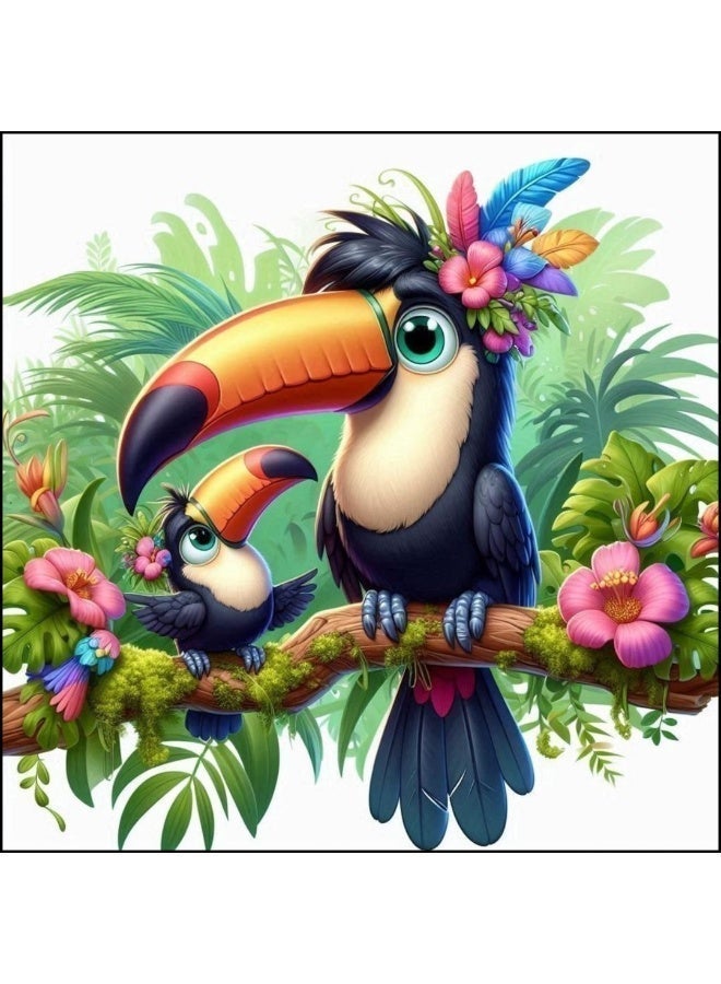 Diamond Painting Kit 5D Diamond Art Set for Kids & Adults DIY Wall Decor Craft,  Toco Tucan Design, Acrylic Diamonds, Adhesive Canvas with Wooden Frame, Relaxing Hobby Art Kit, 20x20 cm - Image 4