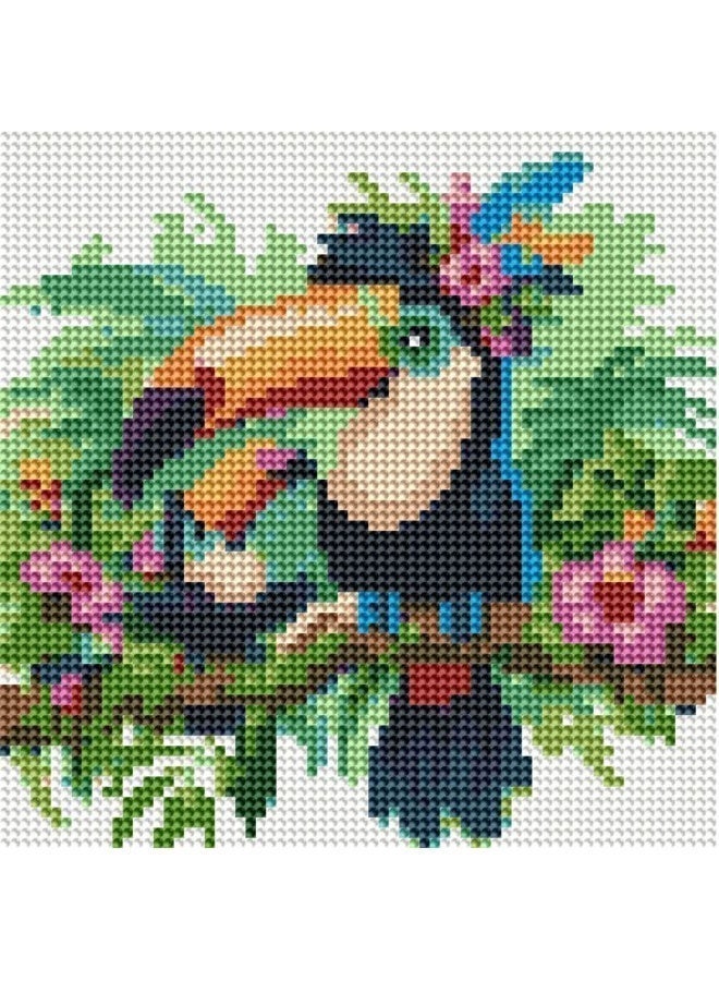 Diamond Painting Kit 5D Diamond Art Set for Kids & Adults DIY Wall Decor Craft,  Toco Tucan Design, Acrylic Diamonds, Adhesive Canvas with Wooden Frame, Relaxing Hobby Art Kit, 20x20 cm - Image 2