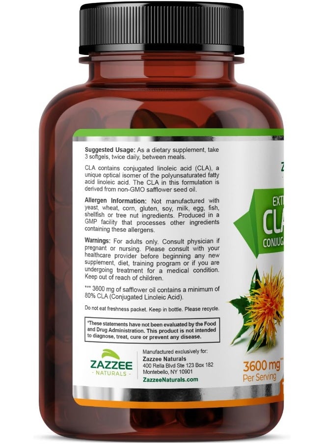 Zazzee - CLA, 3600 mg, 180 Softgels, Conjugated Linoleic Acid, Support healthy muscle tone & healthy metabolism. - Image 1
