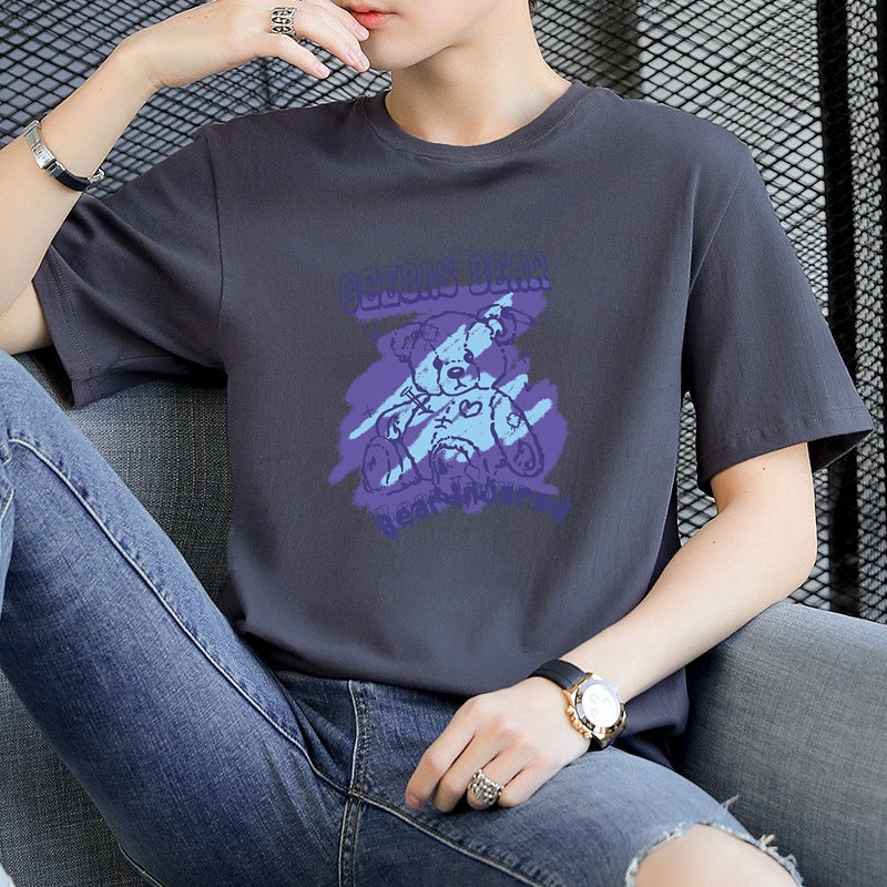 Short Sleeve T-Shirt Men'S Summer Loose Graffiti Printing Fashion Trend Pure Cotton Street Style Casual Top - Image 5