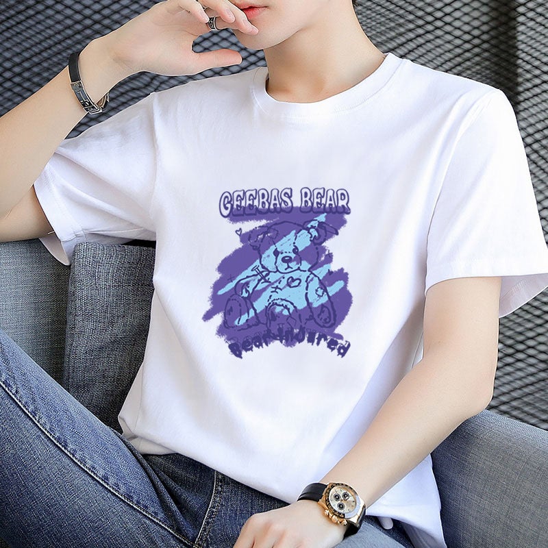 Short Sleeve T-Shirt Men'S Summer Loose Graffiti Printing Fashion Trend Pure Cotton Street Style Casual Top - Image 2