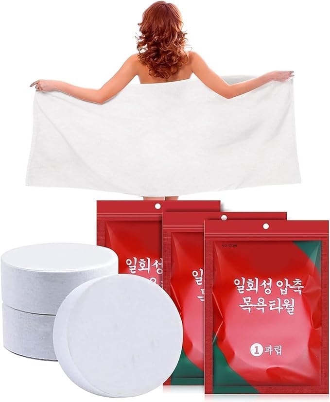 Ncry Bath Magic Towel Tablets for Travel Disposable Quick Dry Compressed Towel Large Portable Beach Washable Lightweight Cotton Big Size Face Towel - 70 x 140cm (Pack of 1,3,5,10) (Pack of 5) - Image 1