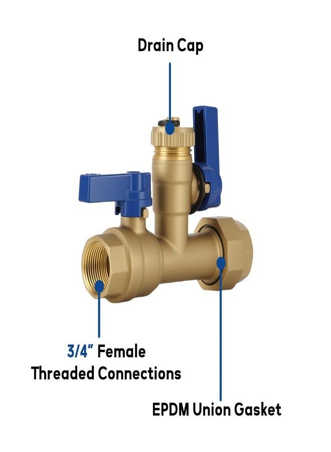 MEASUREMAN Tankless Water Heater Service Valve Kit, 3/4" IPS Forged Brass Isolator Valves with Pressure Relief, Heavy-Duty Lead-Free Brass - Image 2