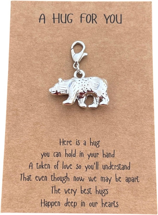AMOBESTER Bear Clip-on Charm - Polar Bear American 3D Two-Sided Charm with 'A Hug For You' Greeting Card for Animal Lovers - Mother's Day - Image 1