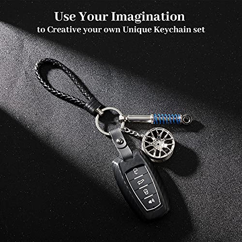 Frienda 8 Pcs Mini Tool Keychain Car Lovers Key Chain Set Brake Pad Car Wheel Turbo Keychain for Men Christmas GiftChic Color - Image 3