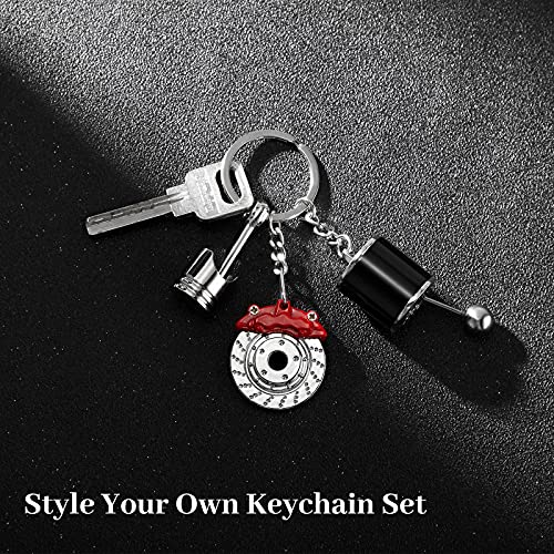 Frienda 8 Pcs Mini Tool Keychain Car Lovers Key Chain Set Brake Pad Car Wheel Turbo Keychain for Men Christmas GiftChic Color - Image 5