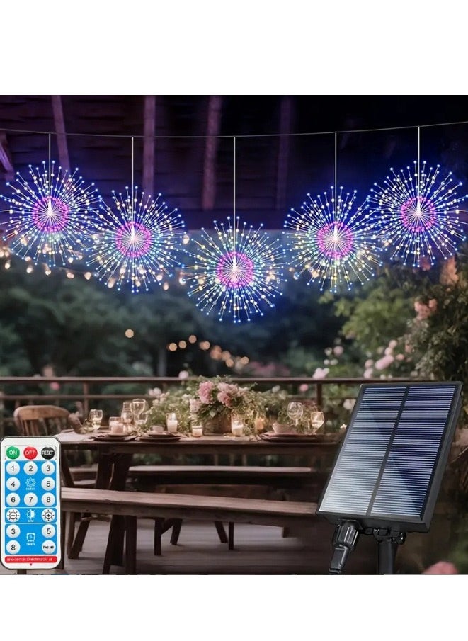 Generic - Solar hanging firework  lamp, remote control LED outdoor light, suitable for balconies, gardens, courtyards, parks, corridors, festival decorative light strings,8 kinds of lighting mod - Image 1