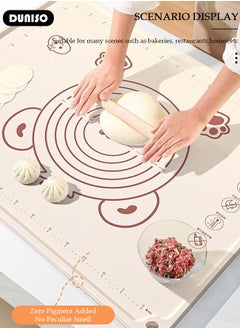 DUNISO Silicone Baking Mat for Rolling Dough Non Slip-Silicone Dough Mat for Counter, Waterproof Silicone Pastry Mat, Reusable Non Stick Baking Mat with Dough Cutter Pastry Brush Rolling Pin And Storage Bag for Cookies, Bread, Pizza, Fondant  - Image 3
