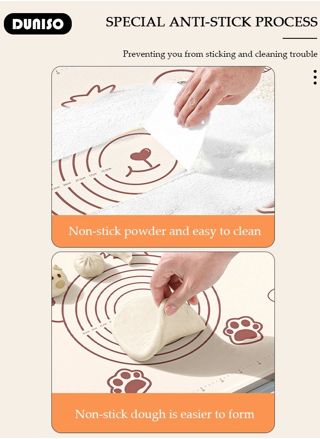 DUNISO - Silicone Baking Mat for Rolling Dough Non Slip-Silicone Dough Mat for Counter, Waterproof Silicone Pastry Mat, Reusable Non Stick Baking Mat with Dough Cutter Pastry Brush Rolling Pin And Storage Bag for Cookies, Bread, Pizza, Fondant - Image 1