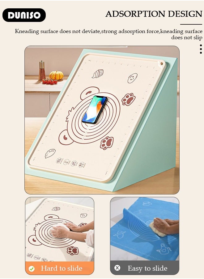 DUNISO - Silicone Baking Mat for Rolling Dough Non Slip-Silicone Dough Mat for Counter, Waterproof Silicone Pastry Mat, Reusable Non Stick Baking Mat with Dough Cutter Pastry Brush Rolling Pin And Storage Bag for Cookies, Bread, Pizza, Fondant - Image 1