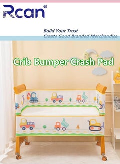 Rcan One Piece Breathable Crib Liner Soft Cotton Newborn Bed Bumper Pad Crib Cushion for Baby Boys and Girls  - Image 2