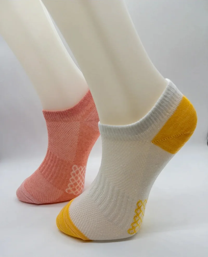 Ciho Socks 12 Pairs Mesh Knitted Ventilated Small Plaid Patterned Ankle Socks