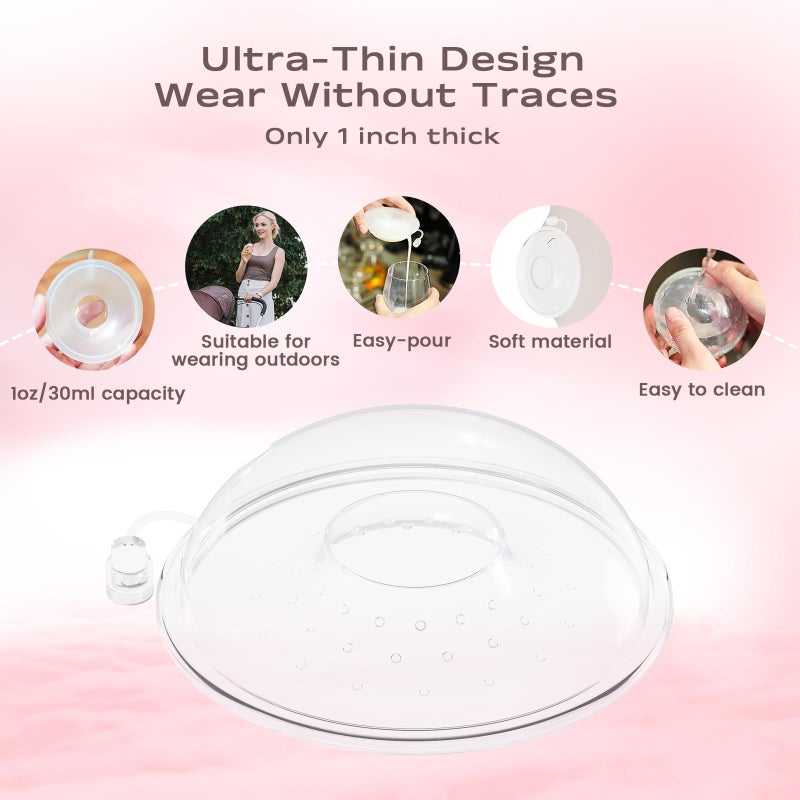 Hranio Milk Collectors for Breastfeeding Breast Milk Collector Milk Catcher for Breastfeeding BPA-Free Post Partum Essentials Breast Feeding Essentials (1oz/30ml, 2 Counts) - Image 4