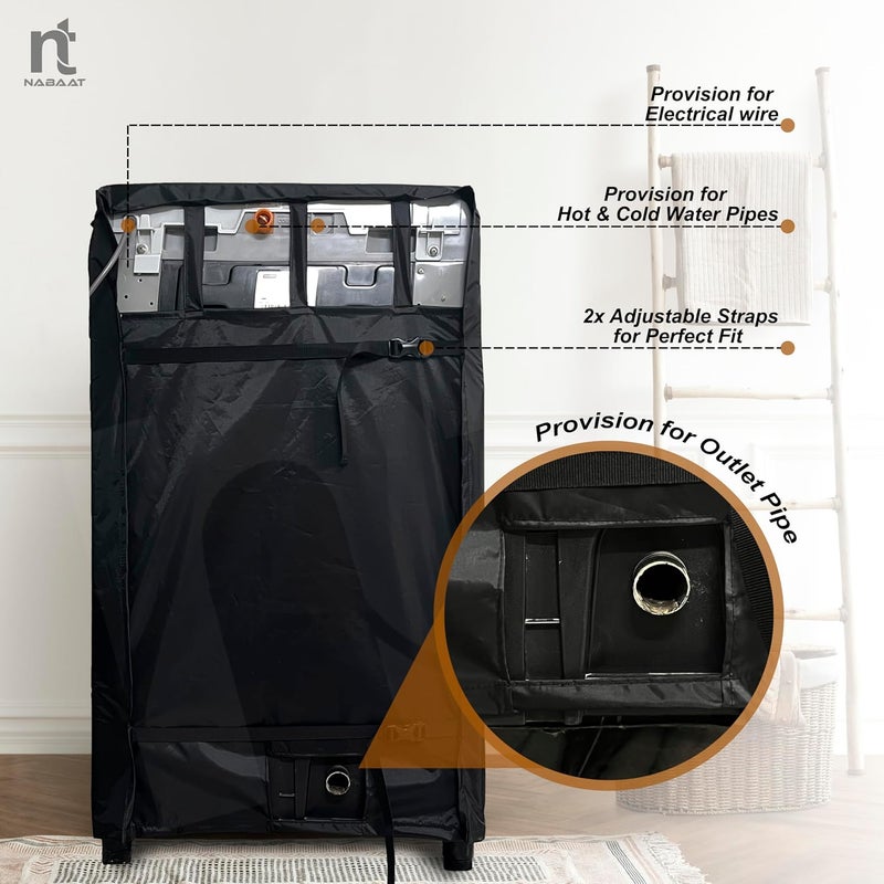 NABAAT Washing Machine Cover for 6kg / 6.5kg / 7kg / 7.5kg Top Load Fully Automatic Waterproof & Dust proof Cover with Adjustable Buckles, Black (WMC-1) - Image 4