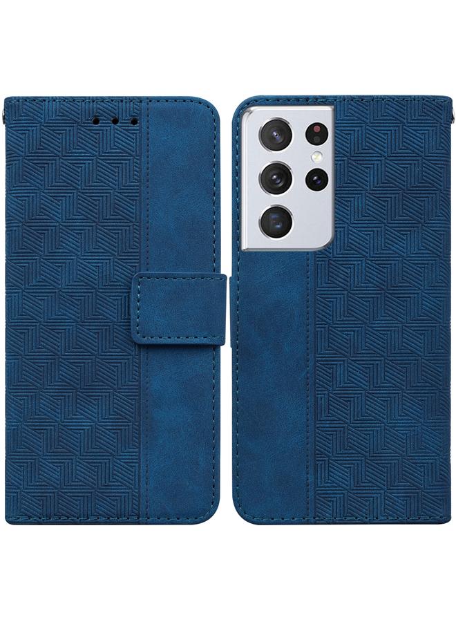 S-TOP Case For Samsung Galaxy S21 Ultra 5G Geometric Embossed Leather Phone Case - Image 1