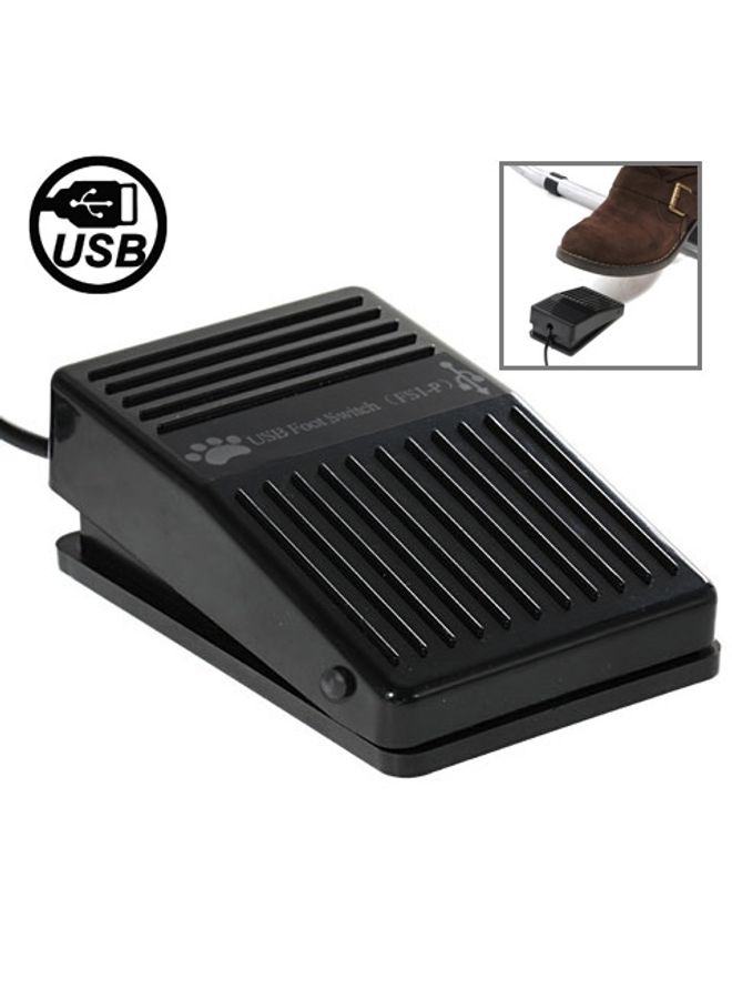BURAQ USB Foot Pedal Control Switch Game Pad Keyboard Adapter for Computer(Black)  - Image 1