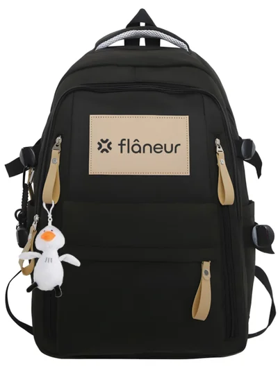 flâneur School Backpack with Leather Accents - Lightweight Schoolbag for Studets, Daypack for Men & Women, Multi-Compartment, Waterproof Bag, Comfortable Straps, Essential for Travel and Sports