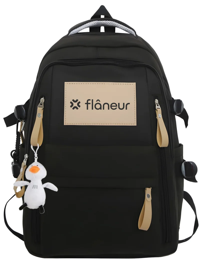 flâneur School Backpack with Leather Accents - Lightweight Schoolbag for Studets, Daypack for Men & Women, Multi-Compartment, Waterproof Bag, Comfortable Straps, Essential for Travel and Sports