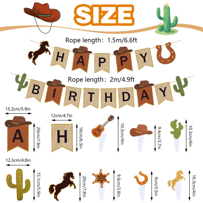 Zhanmai 60 قطعة زينة حفلة عيد ميلاد رعاة البقر تشمل بالونات على شكل حصان 40 بوصة لافتة عيد ميلاد رعاة البقر كعكة توبير دوامات معلقة بالونات لاتكس 12 بوصة لحفلة غربية (أسلوب ريترو) - Image 3