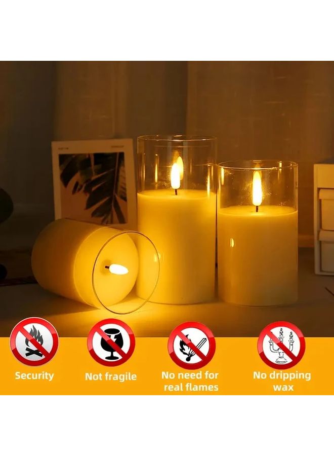 مجموعة شموع LED شفافة بدون لهب من 3 قطع مع فتيل ثلاثي الأبعاد متذبذب - Image 5