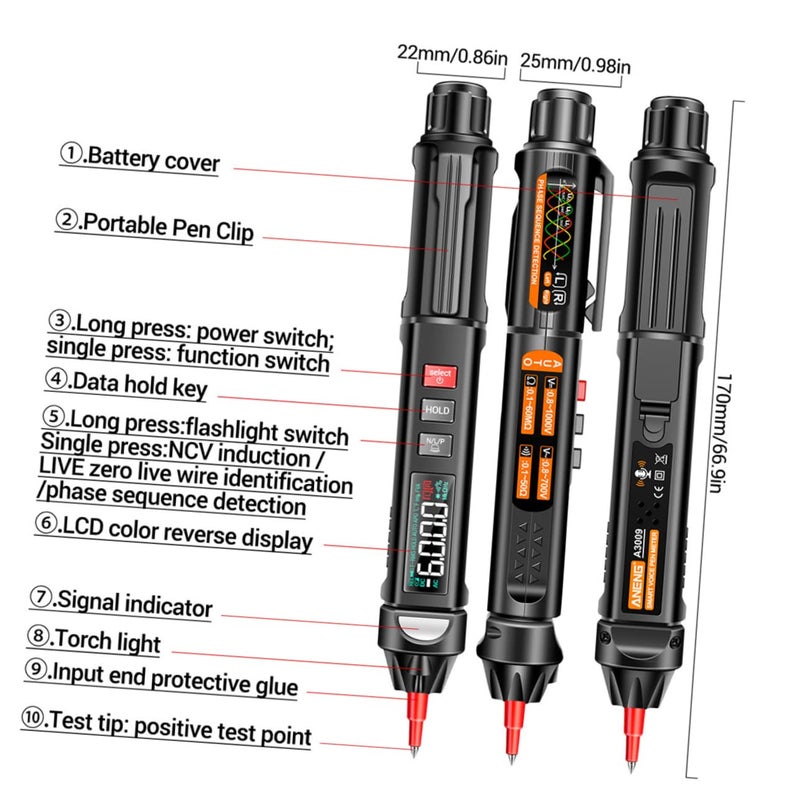 Digital Multimeter With Voice Broadcast Flashlight Auto Range Backlit Screen - Image 3