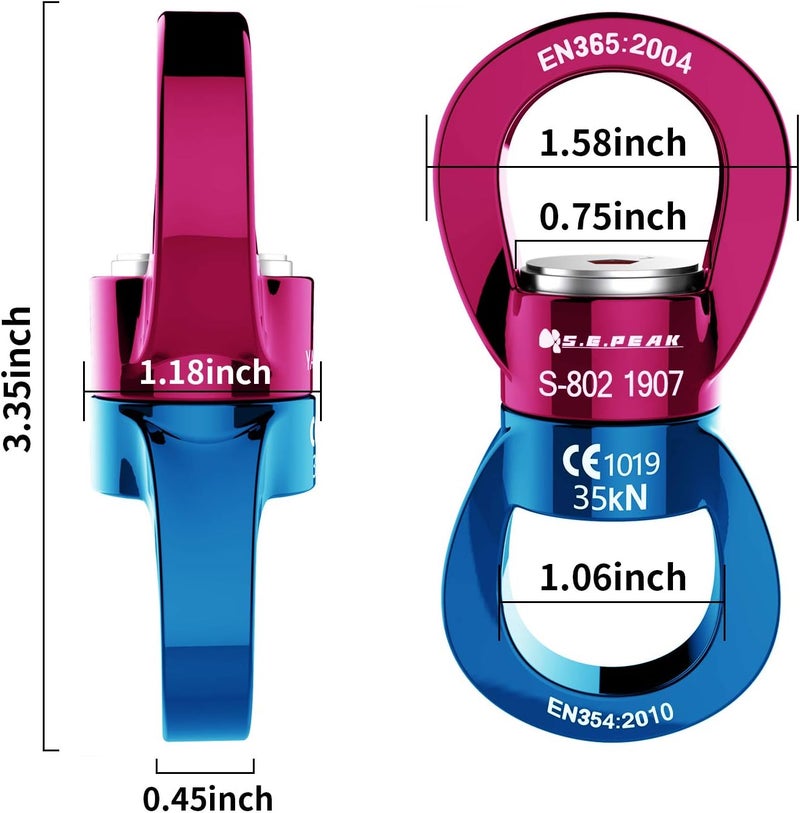 PROND Swing Swivel 35kN Safest Rotational Device, Swing Spinner, Carabiner Swivel, Climbing Rope Swivels for Children’s Web Tree Swing Setting, Aerial Dance, Hanging Hammock - Image 2
