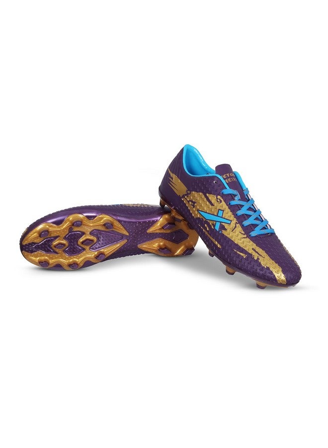 Vector X Spectre 2.0 Football Shoe/Studs, Double Colored TPU Sole, Padded Footbed, Premoulded Heel Shoe for Men (Purple-Gold, Size-4) - Image 5