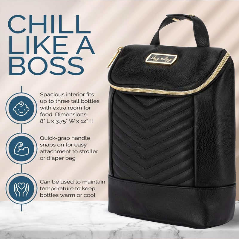 Itzy Ritzy Insulated Bottle Bag - Keeps Bottles Warm or Cool - Holds 3 Bottles and Features Interior Pocket For Ice Pack (Not Included), Jetsetter - Image 4