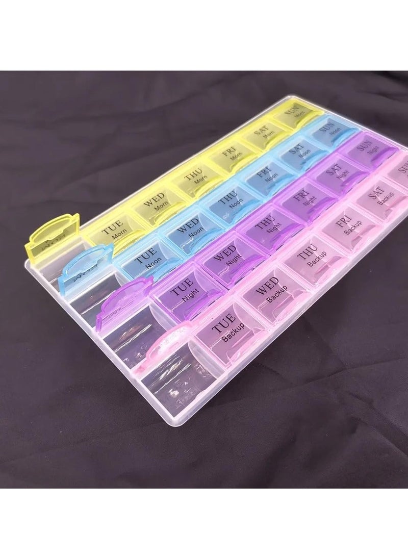 Generic Weekly medication organizer divided into 4 weeks. Forget all the unsafe medication organizers. A weekly medication organizer, an Eclectic medication processor. A very practical and distinctive design to make it easy for you to carry. It is also multi-purpose at home or traveling. You can also use it for accessories. High-quality imported material.  - Image 5