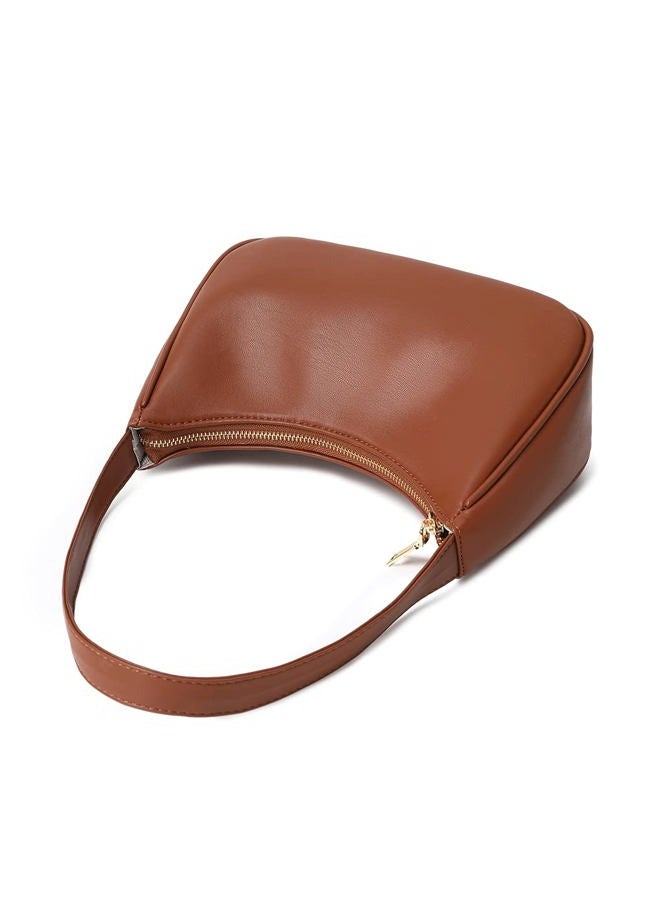 CYHTWSDJ Shoulder Bags for Women, Cute Hobo Tote Handbag Mini Clutch Purse with Zipper Closure (Brown) - Image 5