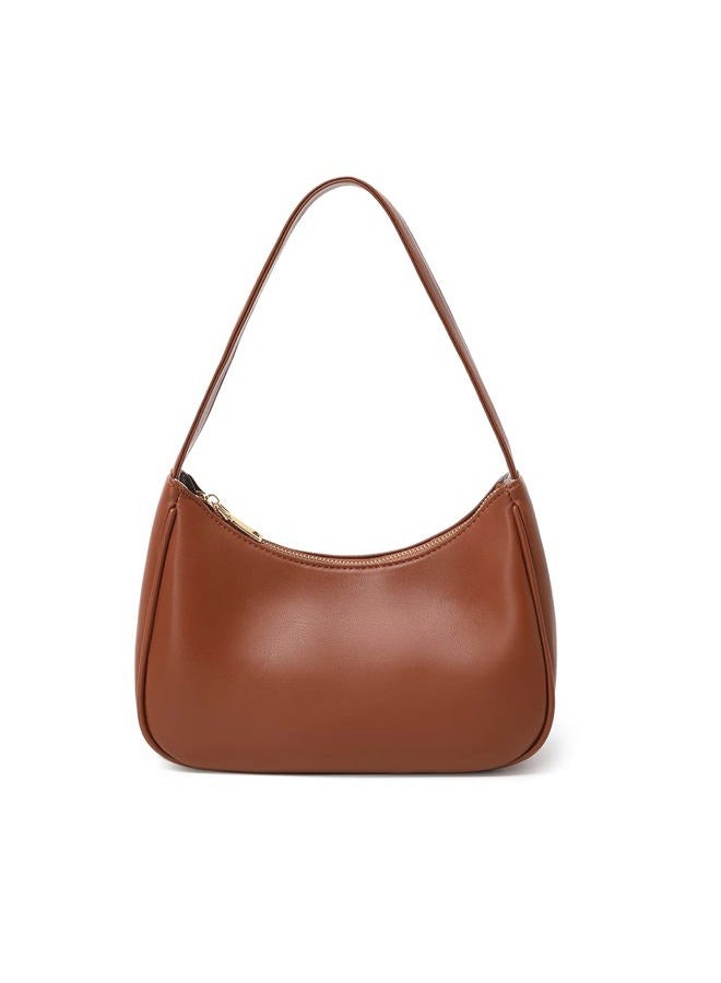 CYHTWSDJ Shoulder Bags for Women, Cute Hobo Tote Handbag Mini Clutch Purse with Zipper Closure (Brown) - Image 1