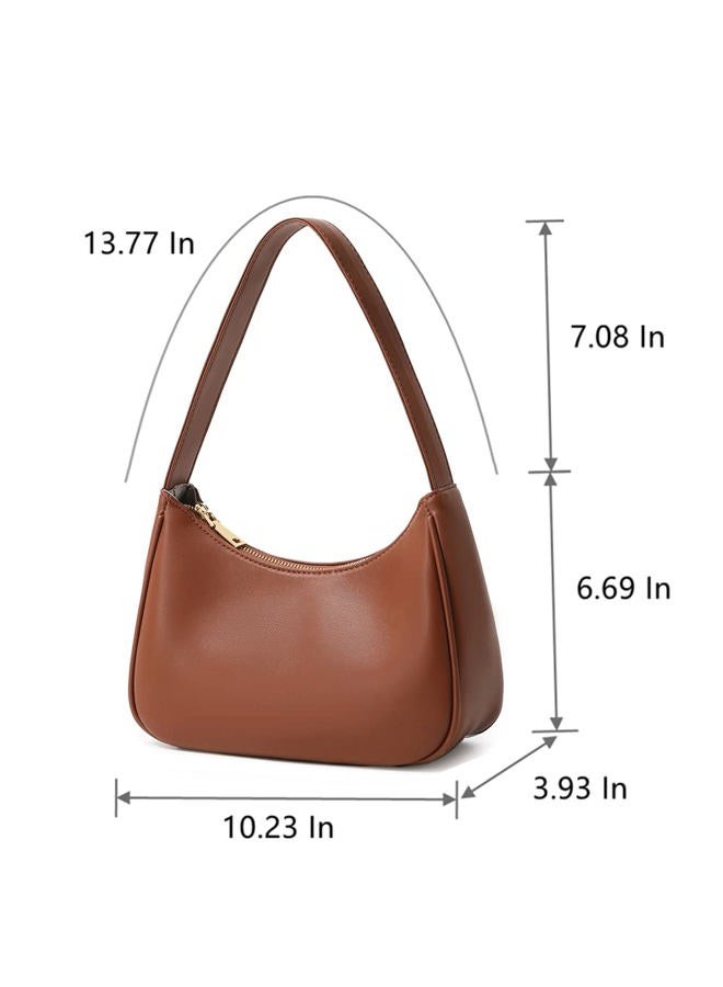 CYHTWSDJ Shoulder Bags for Women, Cute Hobo Tote Handbag Mini Clutch Purse with Zipper Closure (Brown) - Image 4