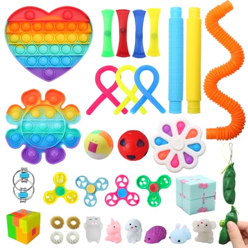 SPOLUX Fidget Simple Fidget Pack 35pcs Fidget Toys Set with Popping Fidget Sensory Toys for Kids and Adults Stress Relief Kit Gifts for Party Favors Classroom Prizes Easter Basket Stuffers Egg Fillers - Image 1