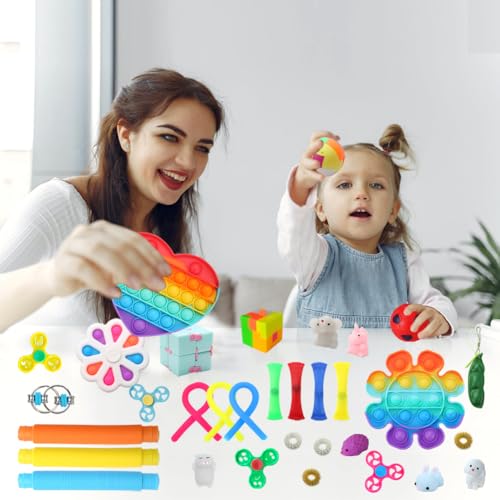 SPOLUX Fidget Simple Fidget Pack 35pcs Fidget Toys Set with Popping Fidget Sensory Toys for Kids and Adults Stress Relief Kit Gifts for Party Favors Classroom Prizes Easter Basket Stuffers Egg Fillers - Image 5