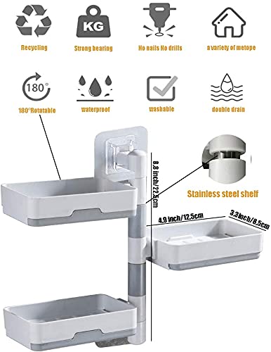 MACLOOM 3 Layers Super Powerful Self-Adhesive Soap Dish Holder for Bathroom Shower and Kitchen Wall Mounted Rotatable Soap Holder Box Storage 1 PC - Image 2