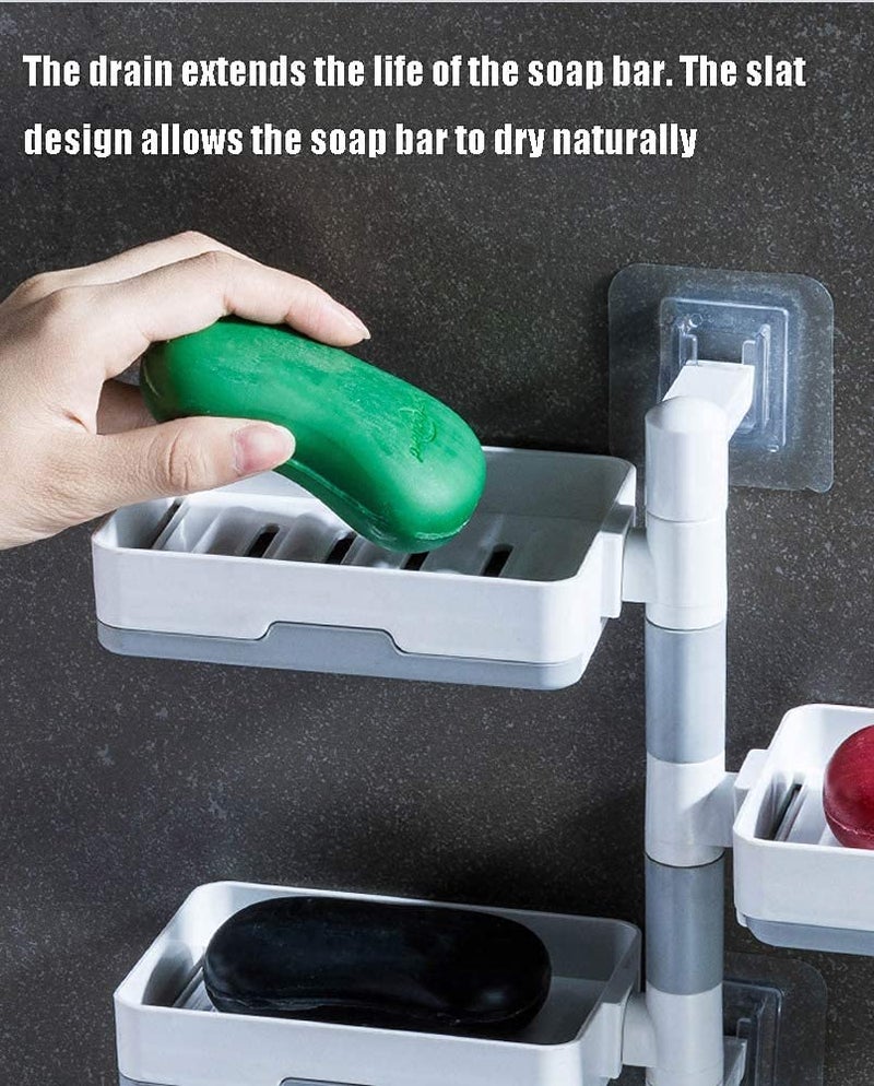 MACLOOM 3 Layers Super Powerful Self-Adhesive Soap Dish Holder for Bathroom Shower and Kitchen Wall Mounted Rotatable Soap Holder Box Storage 1 PC - Image 3