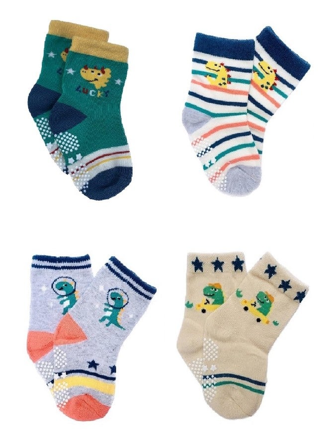 Wavva Baby Boy's Cotton Anti Slip Grip Ankle Length Socks Cute and Colourful Organic Cotton/Comfortable and Breathable (18-24 Months), Multicolor - Image 1