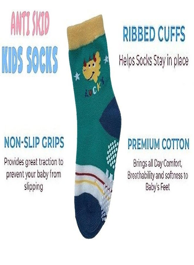 Wavva Baby Boy's Cotton Anti Slip Grip Ankle Length Socks Cute and Colourful Organic Cotton/Comfortable and Breathable (18-24 Months), Multicolor - Image 3