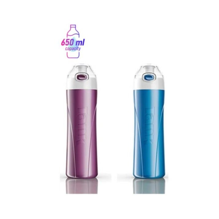 TANK Set of 2 plastic water bottles, purple/blue, 650ml - Image 1