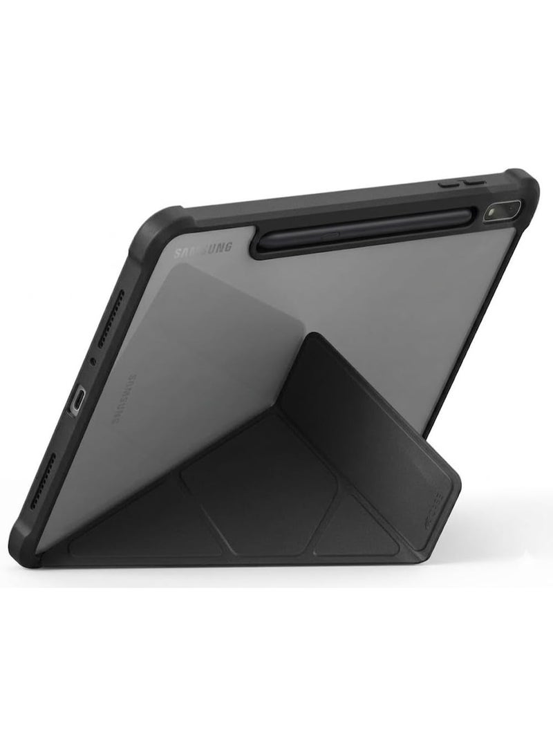 Y Type Folio Case for Samsung Galaxy Tab S10 Lite 10.9" / S10 FE / S9 FE / S9 11" with Built-in Pencil Holder, Clear PC Back Cover (Black) - Image 1