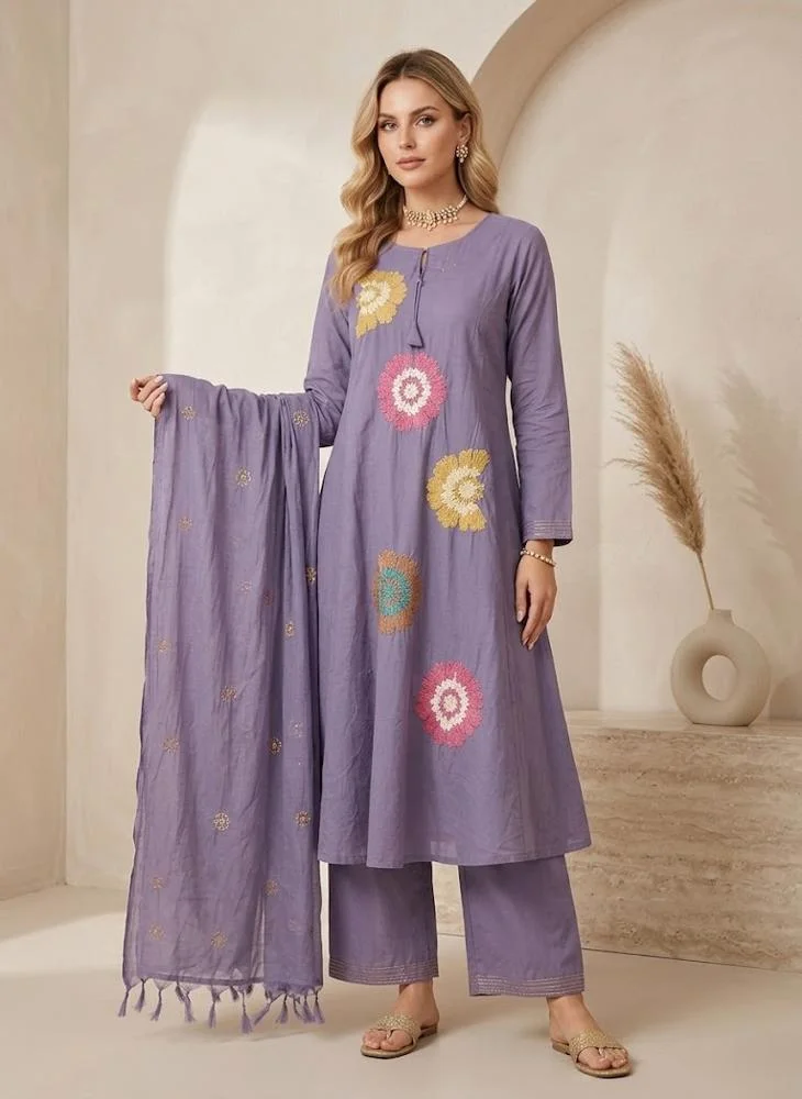 Viny VINY Purple Embroidered Suit Set – Women's Indian Ethnic Wear