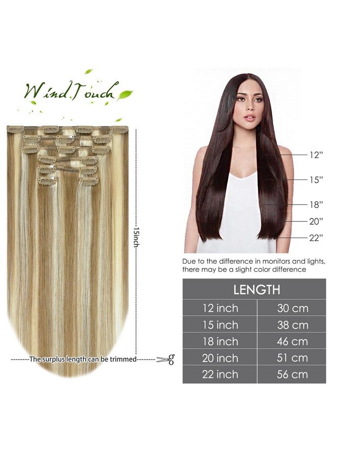 ويندتاتش وصلات شعر بمشبك في وصلات الشعر البشري Balayage مختلط مبيض أشقر 15 بوصة 70 جرام يبرز للشعر الأشقر ريمي 7 قطعة 18P613 هدية للنساء - Image 5