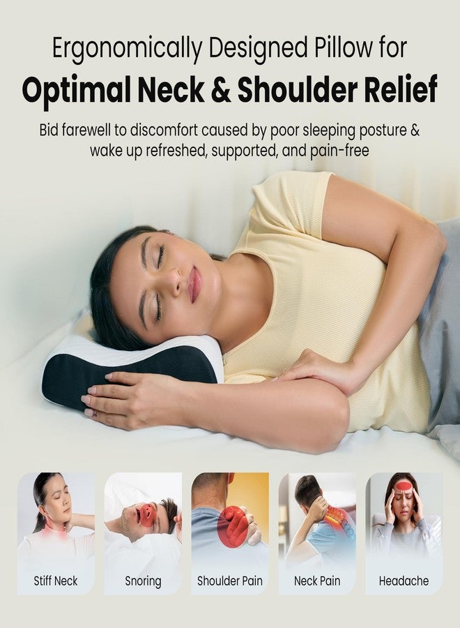 CareFoam Gel Memory Cervical Neck Pillow for Pain Relief Sleep, Improves Posture & Spinal Alignment, Neck Pain Relief Cushion with Ultra Responsive Memory Foam Washable Cover-Queen-White Pack of 1 - Image 5