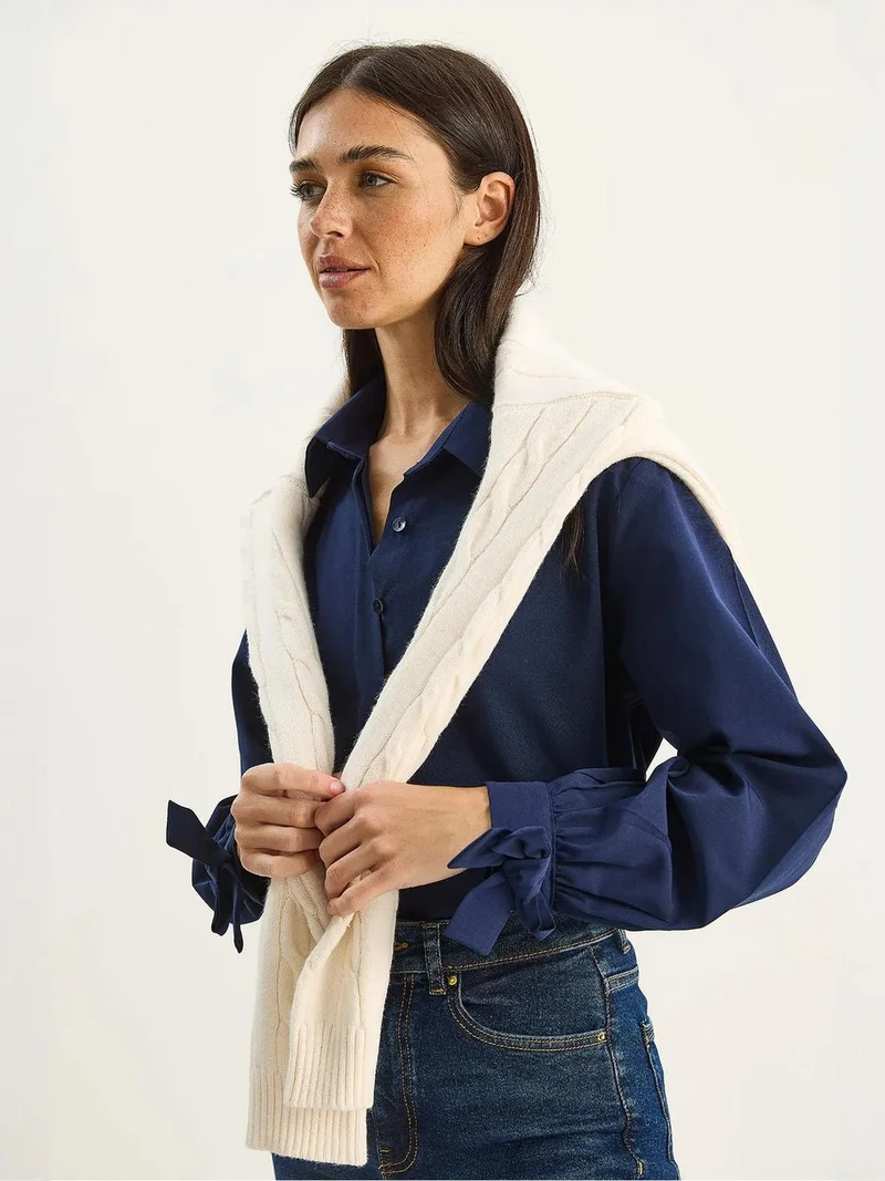 Bianco Lucci LUCCI Button-Up Relaxed Fit Cotton-Polyester Shirt