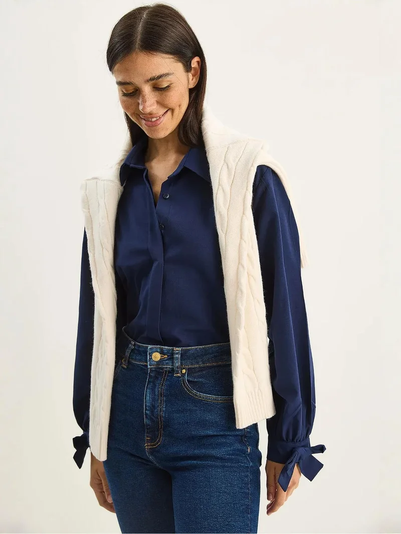 Bianco Lucci LUCCI Button-Up Relaxed Fit Cotton-Polyester Shirt