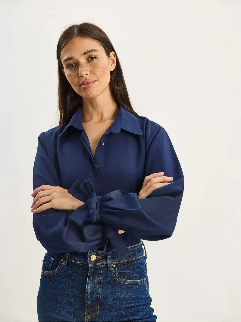 Bianco Lucci LUCCI Button-Up Relaxed Fit Cotton-Polyester Shirt