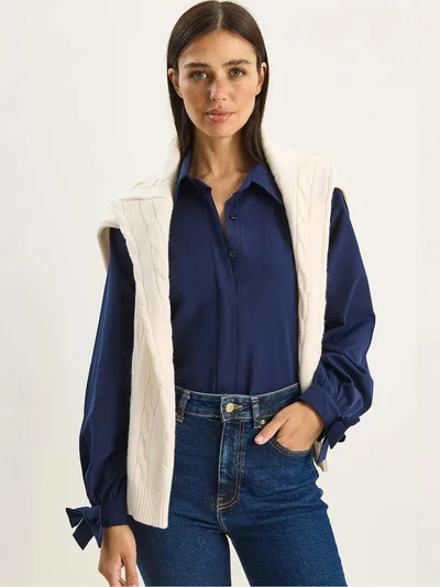 Bianco Lucci LUCCI Button-Up Relaxed Fit Cotton-Polyester Shirt